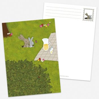Carte postale Lapins et limonade pique-nique Spring Nature Park 2