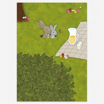 Carte postale Lapins et limonade pique-nique Spring Nature Park 3