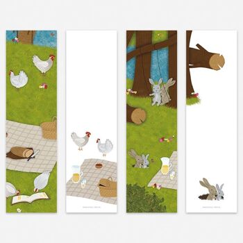 Marque-pages Animaux Pique-nique Printemps Poulets Lapins Parc Naturel 2