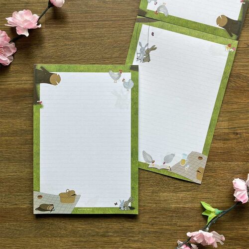 Notepad Animal Picnic Spring Chickens Rabbits Park Nature