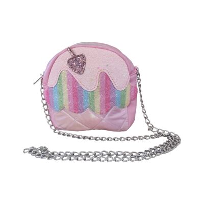 Bolso infantil helado de crema con asa larga de cadena- Rosa