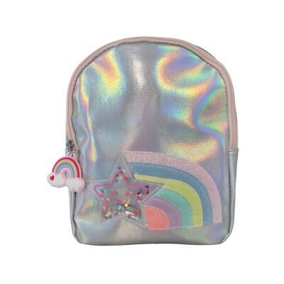 Rainbow children's backpack - Zipper closure - Pink