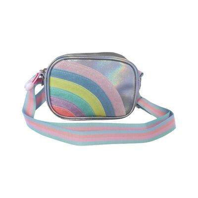 Borsa per bambini arcobaleno - Manico lungo con cerniera - Rosa