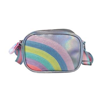 Sac enfant arc-en-ciel - Anse longue avec fermeture éclair - Rose 2