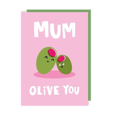 Paquete de 6 tarjetas para el día de la madre de Olive You Mum