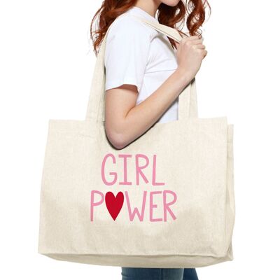 LARGE NATURAL TOTE ACCESSORY GIRL POWER MPT