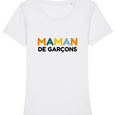 WOMEN'S WHITE TSHIRT MOM OF BOYS