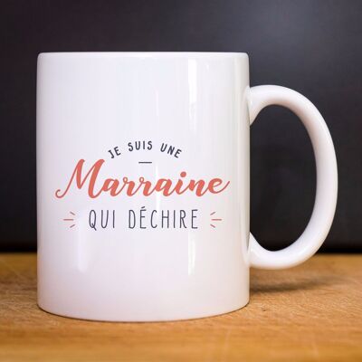 MUG BLANC ACCESSOIRE JE SUIS UNE MARRAINE QUI DÉCHIRE