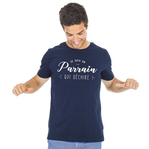 TSHIRT NAVY HOMME JE SUIS UN PARRAIN QUI DÉCHIRE