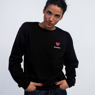 SUDADERA MUJER NEGRA DOUDOU corazón