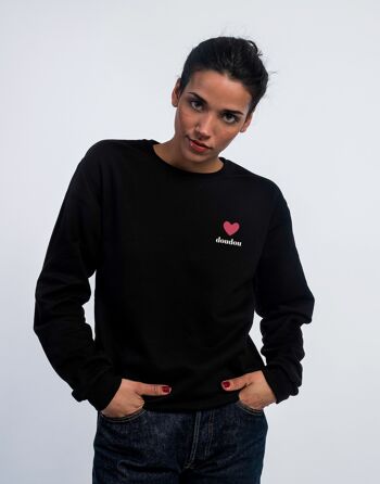 SWEAT NOIR FEMME DOUDOU cœur