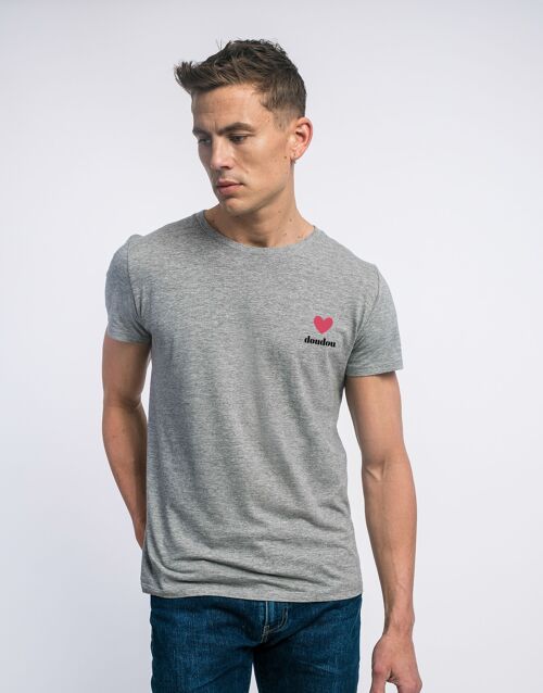 TSHIRT GRIS CHINE HOMME DOUDOU cœur