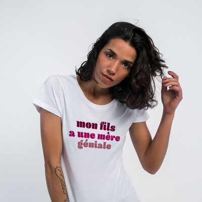 WOMEN'S WHITE TSHIRT MY SON HAS A GREAT MOTHER