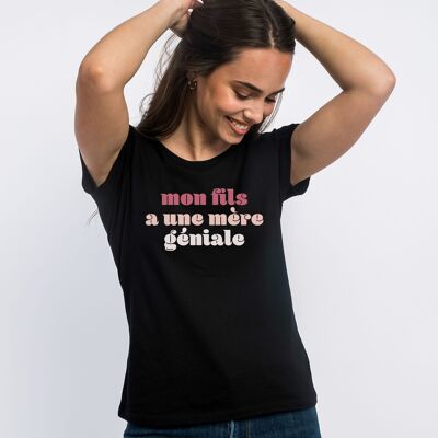 WOMEN'S BLACK TSHIRT MY SON HAS A GREAT MOTHER