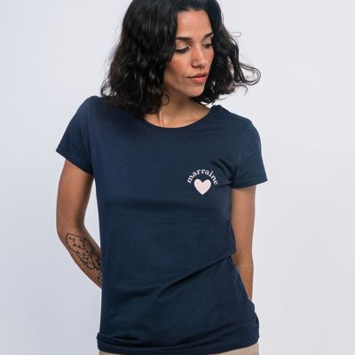 MARINEBLAUES DAMEN-T-Shirt „GODMOTHER OF HEART LOVE“.