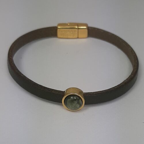 Timeless 24K vergulde leren armband olijfgroen