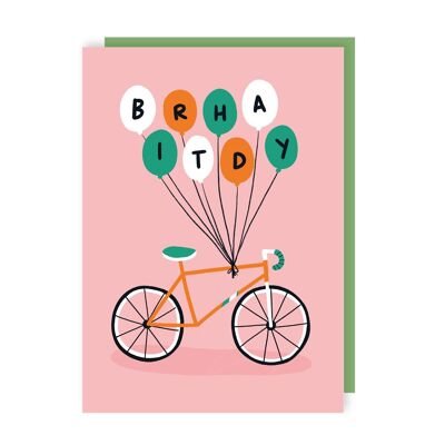 Lot de 6 cartes d'anniversaire en forme de vélo ballon.