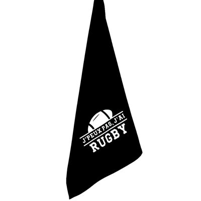 Tea towel, "I can't I have rugby" black