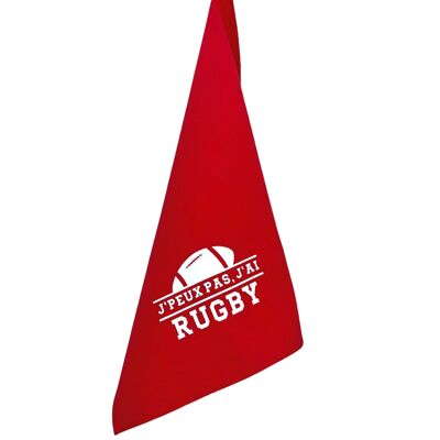 Tea towel, “I can’t I have rugby” red