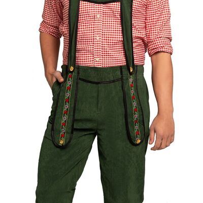 Lederhose Green Long + Shirt Red - M