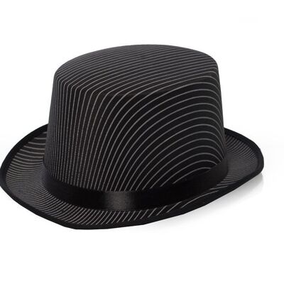 Top Hat Black Striped Satin
