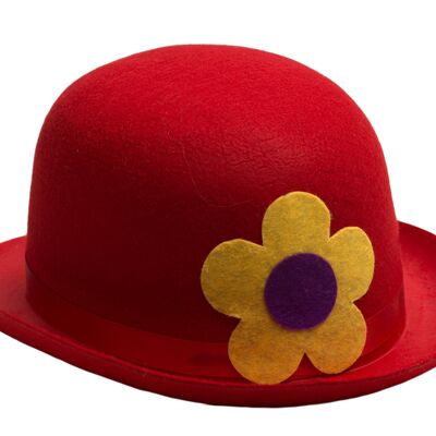 Clown Bowler Hat Red Felt
