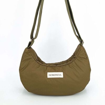 Borsa a mezzaluna in nylon kaki