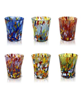 6 verres à café en verre  "Les couleurs de Murano" CLASSE 1