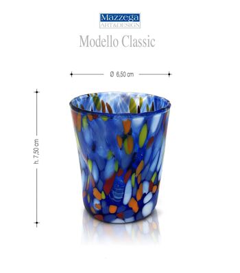 6 verres à café en verre  "Les couleurs de Murano" CLASSE 2
