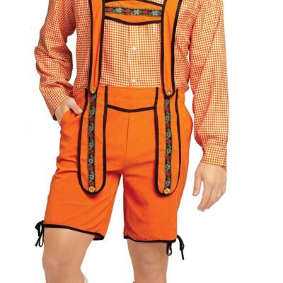 Pantalone in pelle arancione corto + camicia arancione - M