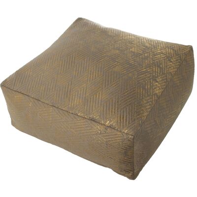GRAY/GOLD POLYESTER POUF WITH ZIPPER, POLYEST PEARL FILLING 60X60X25CM ST48579