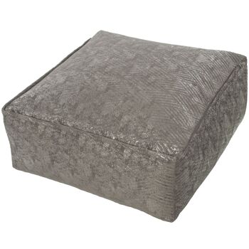 POUF POLYESTER GRIS/ARGENT AVEC FERMETURE ÉCLAIR, REMPLISSAGE DE PERLES POLIE 60X60X25CM ST48578