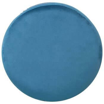 POUF EN VELOURS BLEU À FRANGES, BANDE ACIER DORÉ: 7CM, DM+POLY °40X44CM, FRANGES: 29CM ST49417 2