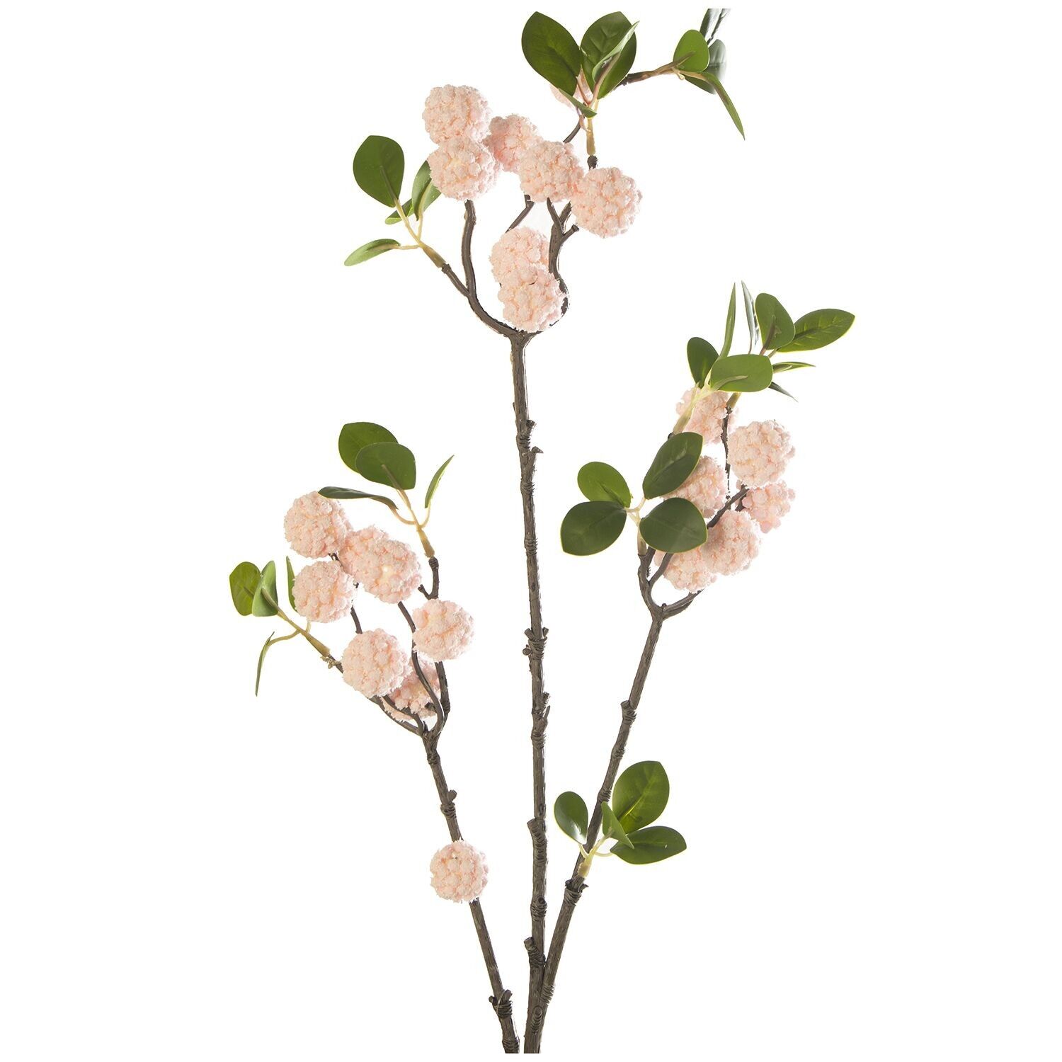 Rosa Polyester-Kugelzweig 73 cm st27817