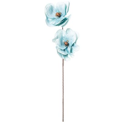 BRANCH WITH 2 BLUE POLYESTER FLOWERS _80CM ST27451