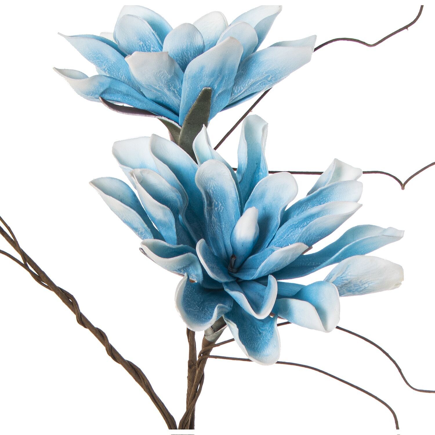 Zweig mit 2 blauen Blüten, 95 cm, EVA-Schaum und Papier, 95 cm, st27903