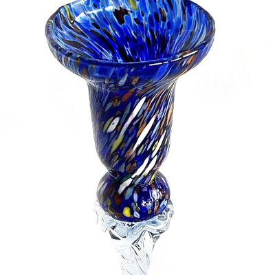 2 Glaskandelaber, mundgeblasen und handgefertigt – Die Farben von Murano – Kerzenständer für Tisch, Hochzeiten, Partys. Hergestellt in Italien