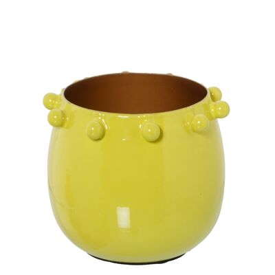 YELLOW ENAMEL METAL CANDLE HOLDER _°16X16CM ST67815