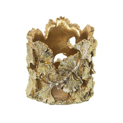 RESIN CANDLE HOLDER GOLD LEAVES 10X10X10CM ST50308