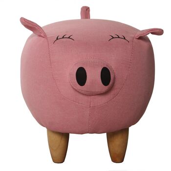 POUF COCHON ENFANT AVEC PIEDS EN BOIS DE PIN/POLYESTER _41X29X29CM, ASSEMBLAGE DE PIEDS ST65945 4