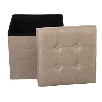 POUF PLIANT RANGEMENT POLYESTER BEIGE _38X38X38CM ST22308 3