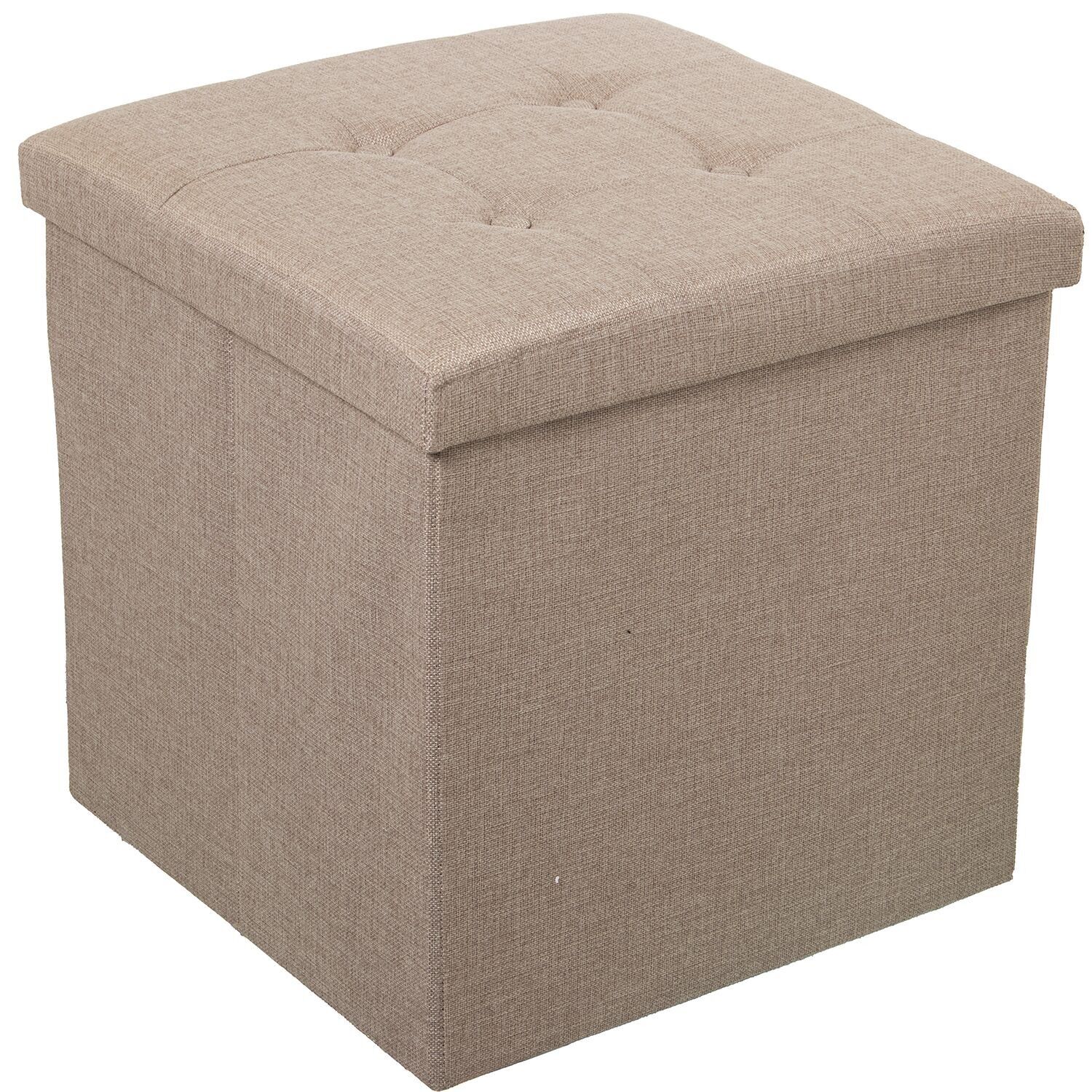 Pouf contenitore pieghevole in poliestere beige 45x45x45cm st22315
