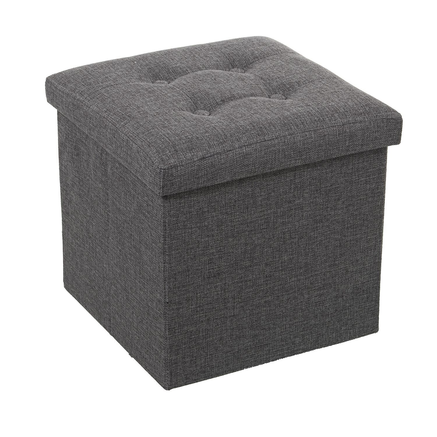 Pouf pieghevole in poliestere, grigio scuro, contenitore, 38x38x38cm st22309