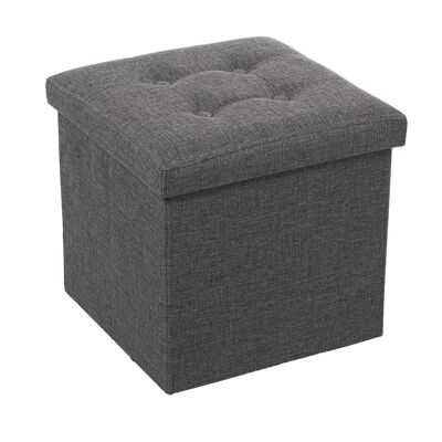 DARK GRAY POLYESTER FOLDING POUF STORAGE _38X38X38CM ST22309