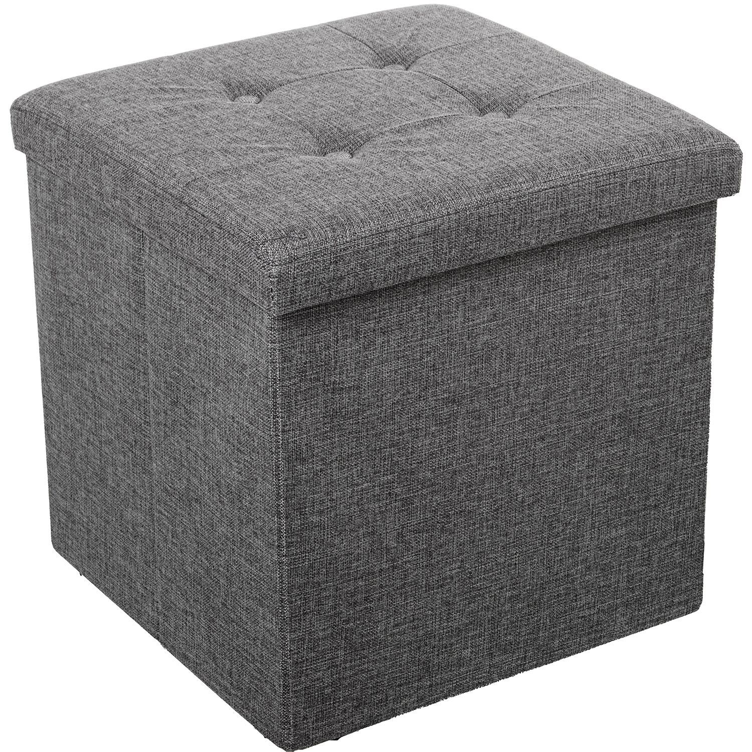 Pouf pieghevole in poliestere, grigio scuro, contenitore, 45x45x45cm st22316