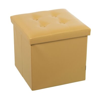 GOLDEN LEATHER FOLDING POUF STORAGE _38X38X38CM ST22305