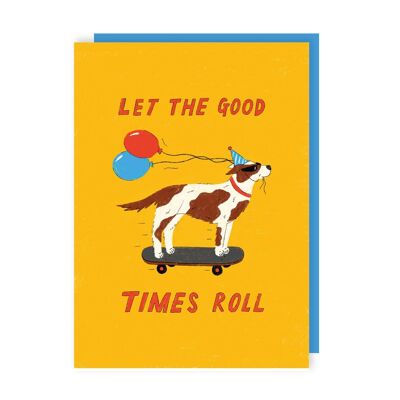 Skateboarding Dog Birthday Card Pack of 6