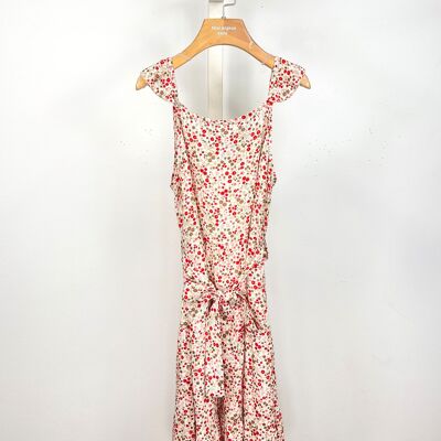 Floral dress with ruffles and belt for girls
