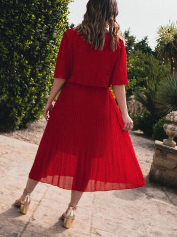 Robe Midi Plissée LOUISA Rouge 6