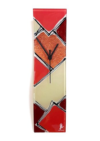 Horloge murale Patchwork Saumon-Bronze 10x41 cm